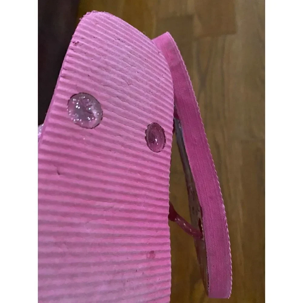 Frozen girls pink glittery flip flops